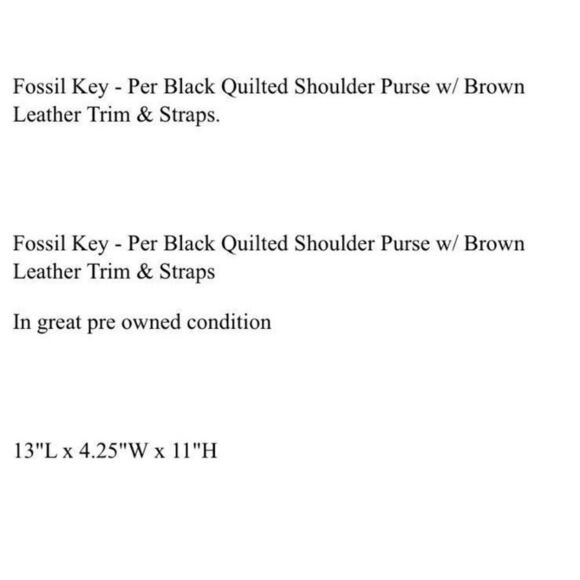 Fossil Black Quilted Shoulder Bag Floral Key Per - Picture 5 of 8